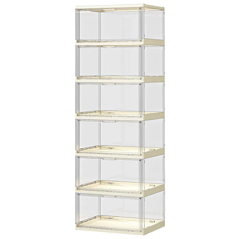 Shoe Box Display - Transparenter Acryl-Klappschuhschrank, magnetisches mehrschichtiges Kunststoff-Aufbewahrungsregal, installationsfreie