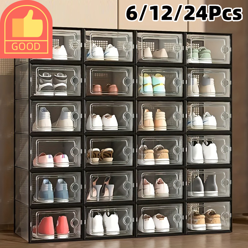Shoe Box Display - 6/12/24 Stück dicke transparente Schuhboxen mit
