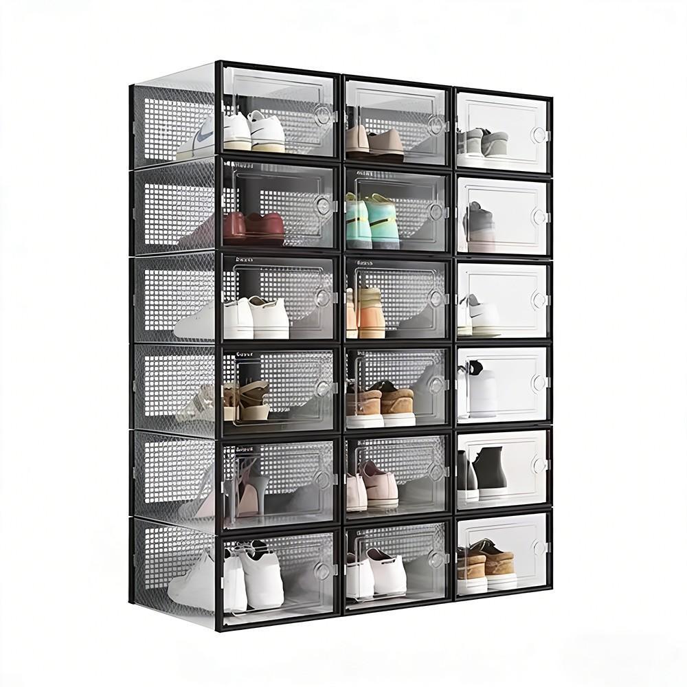 Shoe Box Display - 12er-Pack Transparente Kunststoff-Schuhaufbewahrungsboxen mit Vordertür, Stapelbare
