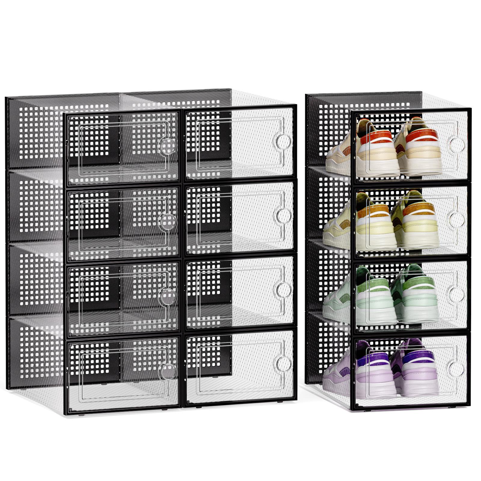 Shoe Box Display - 12/24 Stück Dicke Transparente Schuhboxen, Faltbare