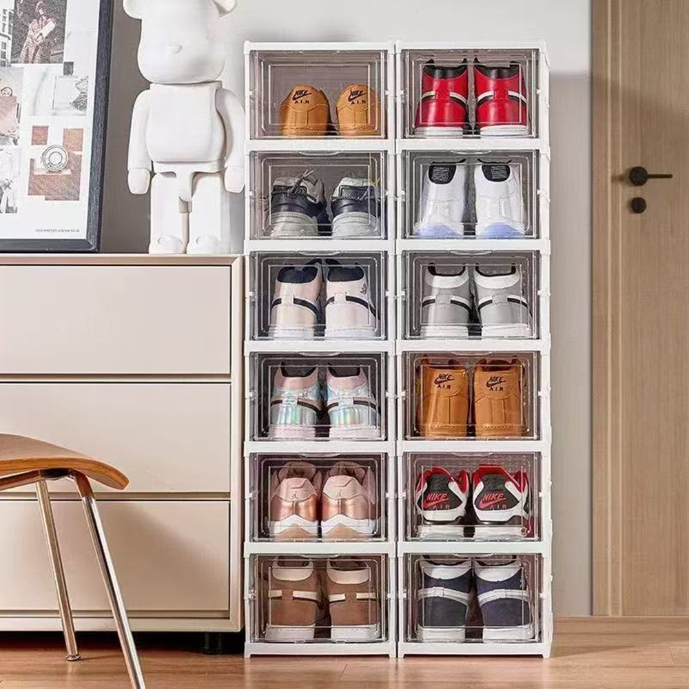 Shoe Box Display - Staubdichte 6-Schichten Faltbare Schuhbox Stapelbare Transparente